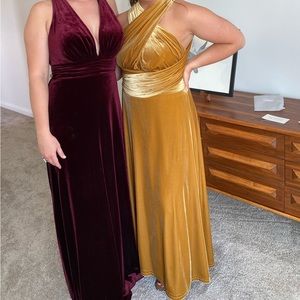 Mustard Velvet Bridesmaid Dress